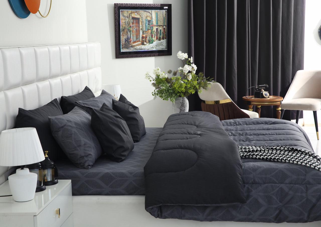 8 PCs Winter Comforter Set-Ash Black