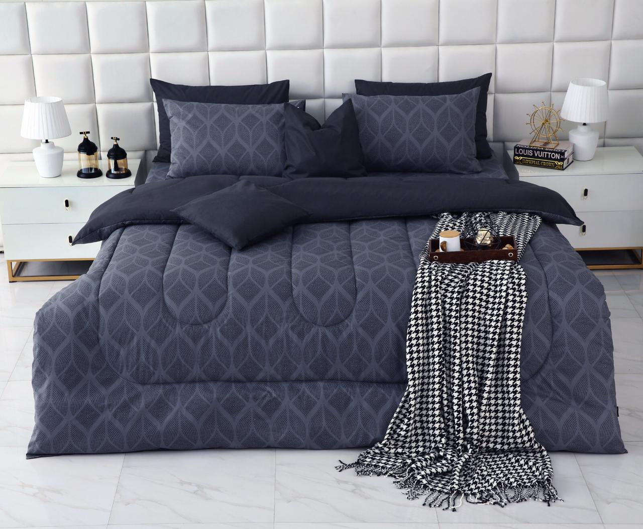 8 PCs Winter Comforter Set-Ash Black
