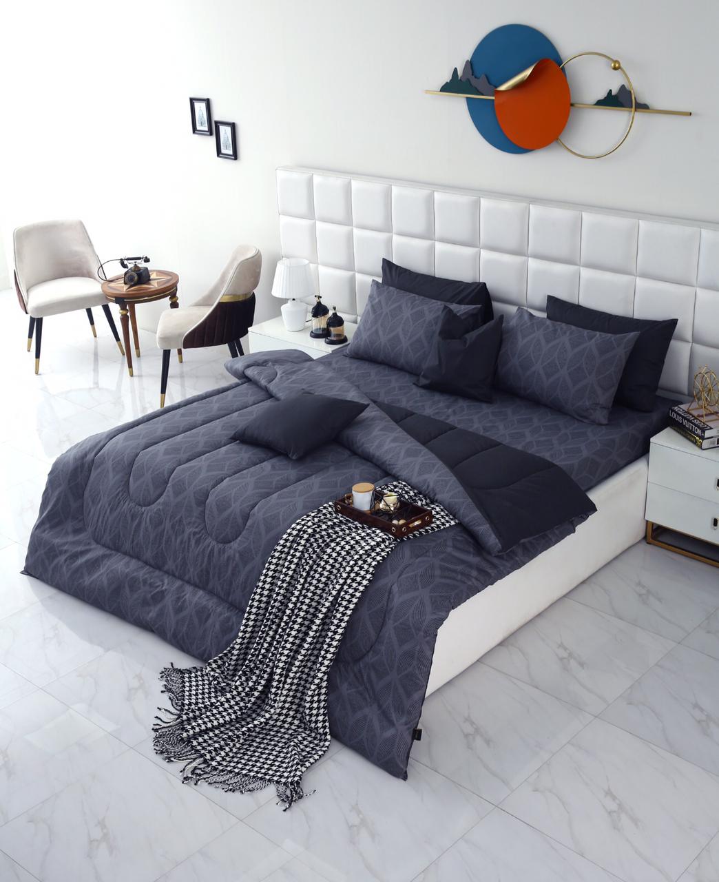 8 PCs Winter Comforter Set-Ash Black