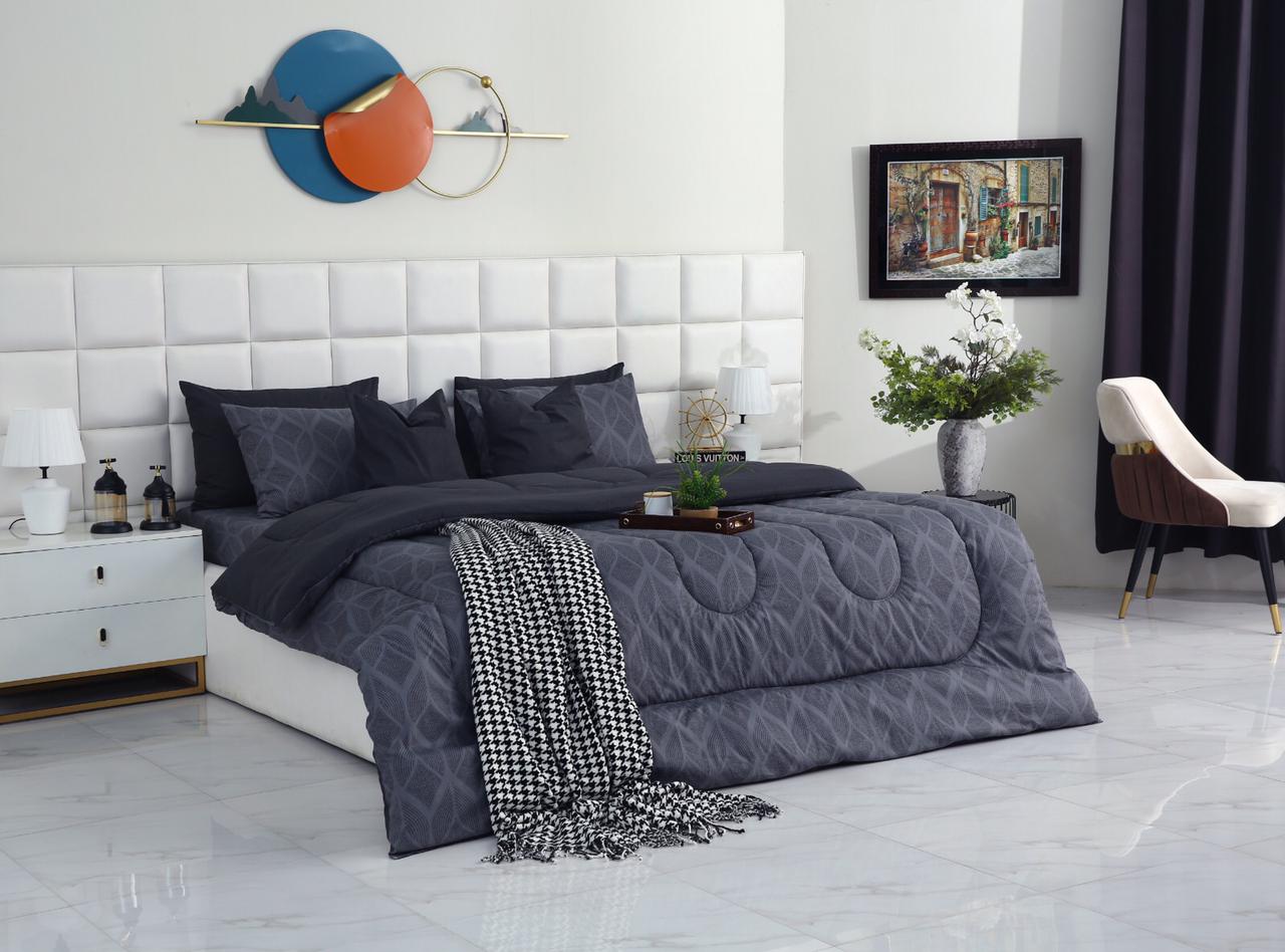 8 PCs Winter Comforter Set-Ash Black