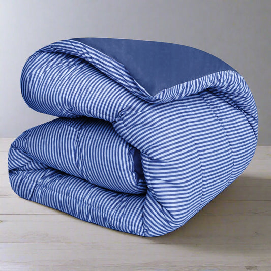 1 PC Double Winter Comforter-Blue Stripes Comforters Apricot