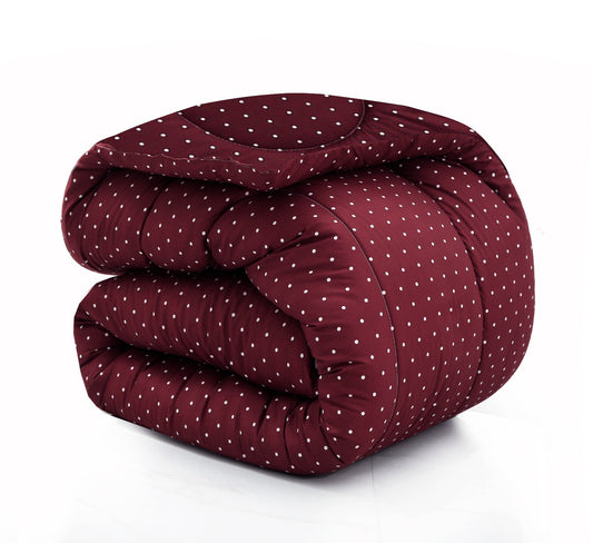 1 PC Double Winter Comforter-Plum Polka Comforters Apricot