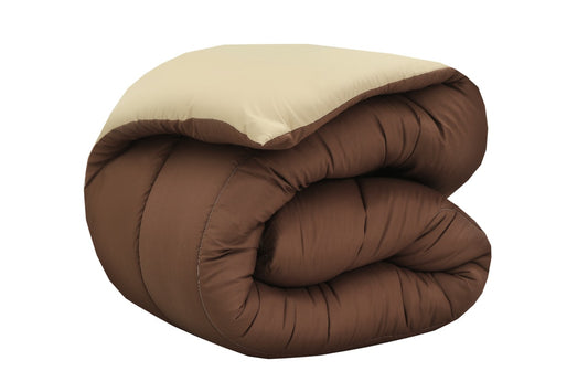 1 PC Single Comforter-Brown Over Beige Comforters Apricot