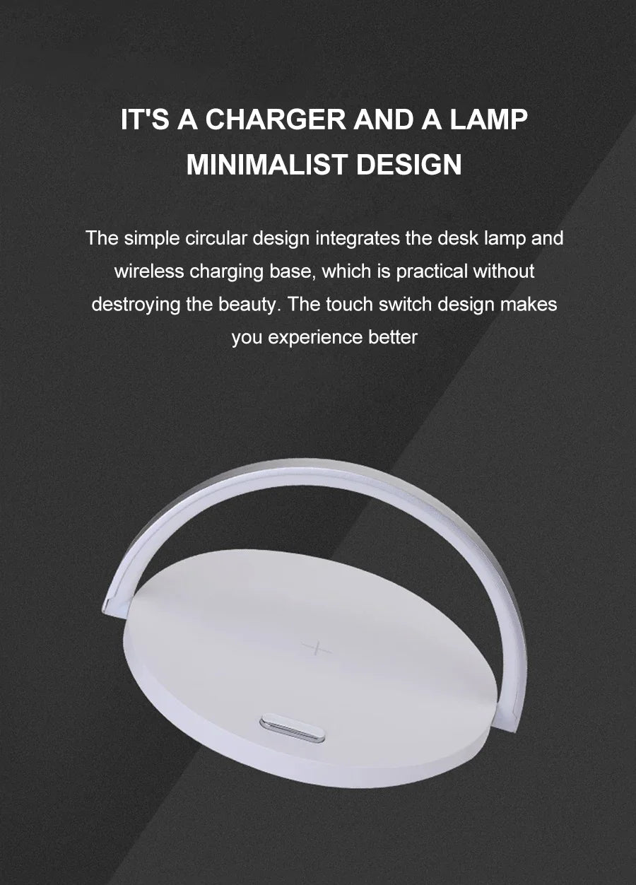 Wireless Charger Fast Charging Pad and LED Lamp-SA2405-185 Apricot