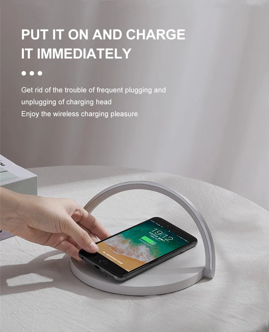 Wireless Charger Fast Charging Pad and LED Lamp-SA2405-185 Apricot