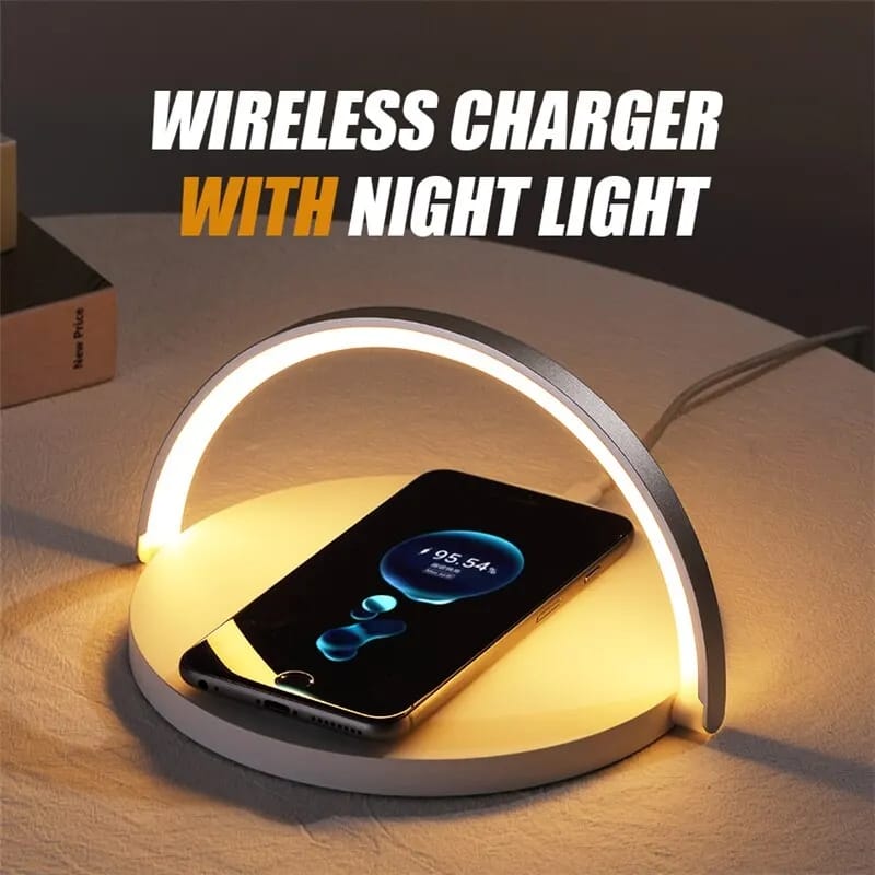 Wireless Charger Fast Charging Pad and LED Lamp-SA2405-185 Apricot