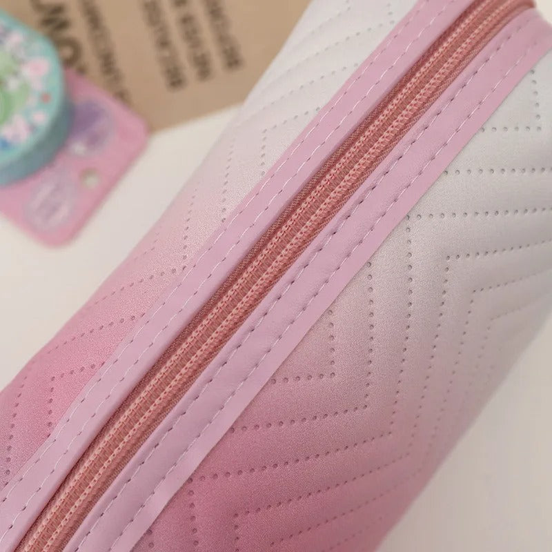 Women Waterproof PU Leather Gradient Cosmetic Storage Bags-(SA2405-111) Cosmetic Organizer Apricot