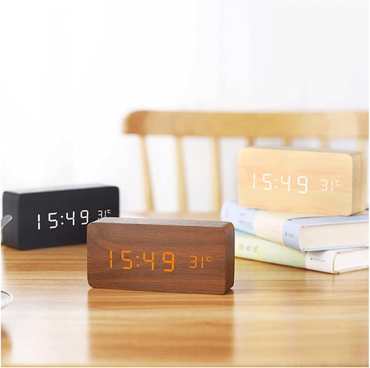 Wood Style Digital Clock(SA2405-228)-Brown(Red LED) Clock Apricot