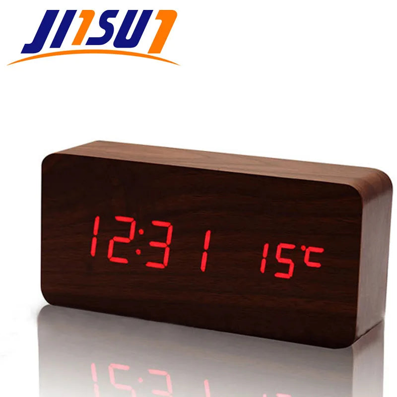 Wood Style Digital Clock(SA2405-228)-Brown(Red LED) Clock Apricot