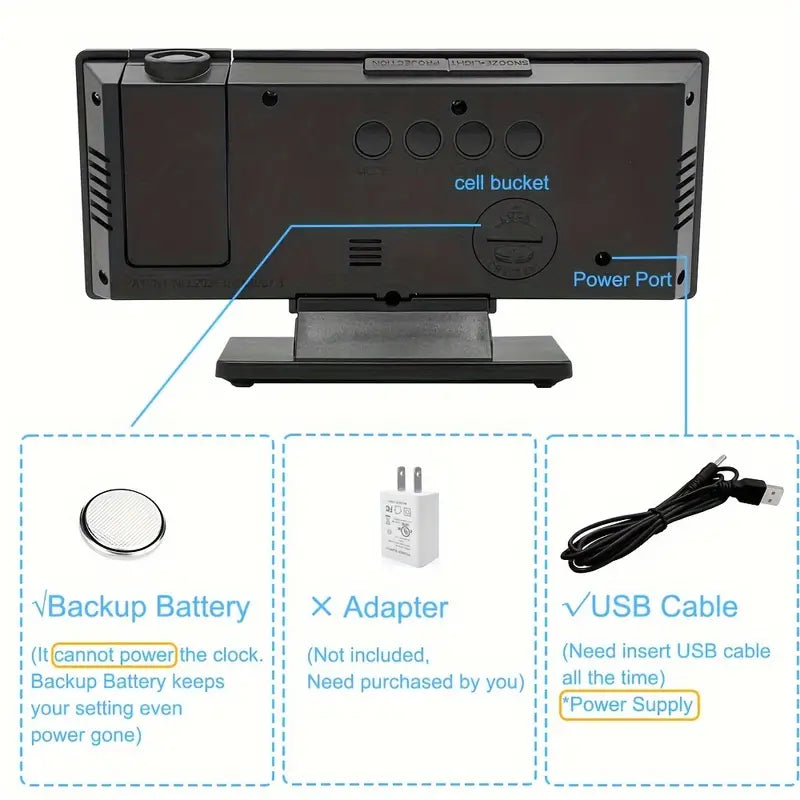 Wooden Style Projection Digital Alarm Clock-SA2405-227 Clock Apricot