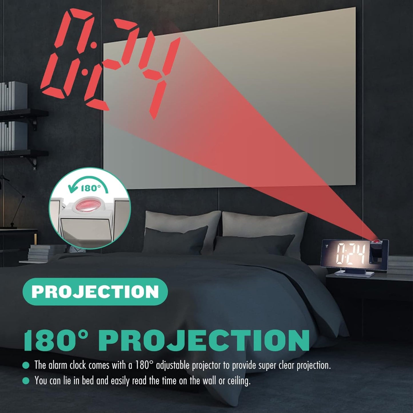 Wooden Style Projection Digital Alarm Clock-SA2405-227 Clock Apricot