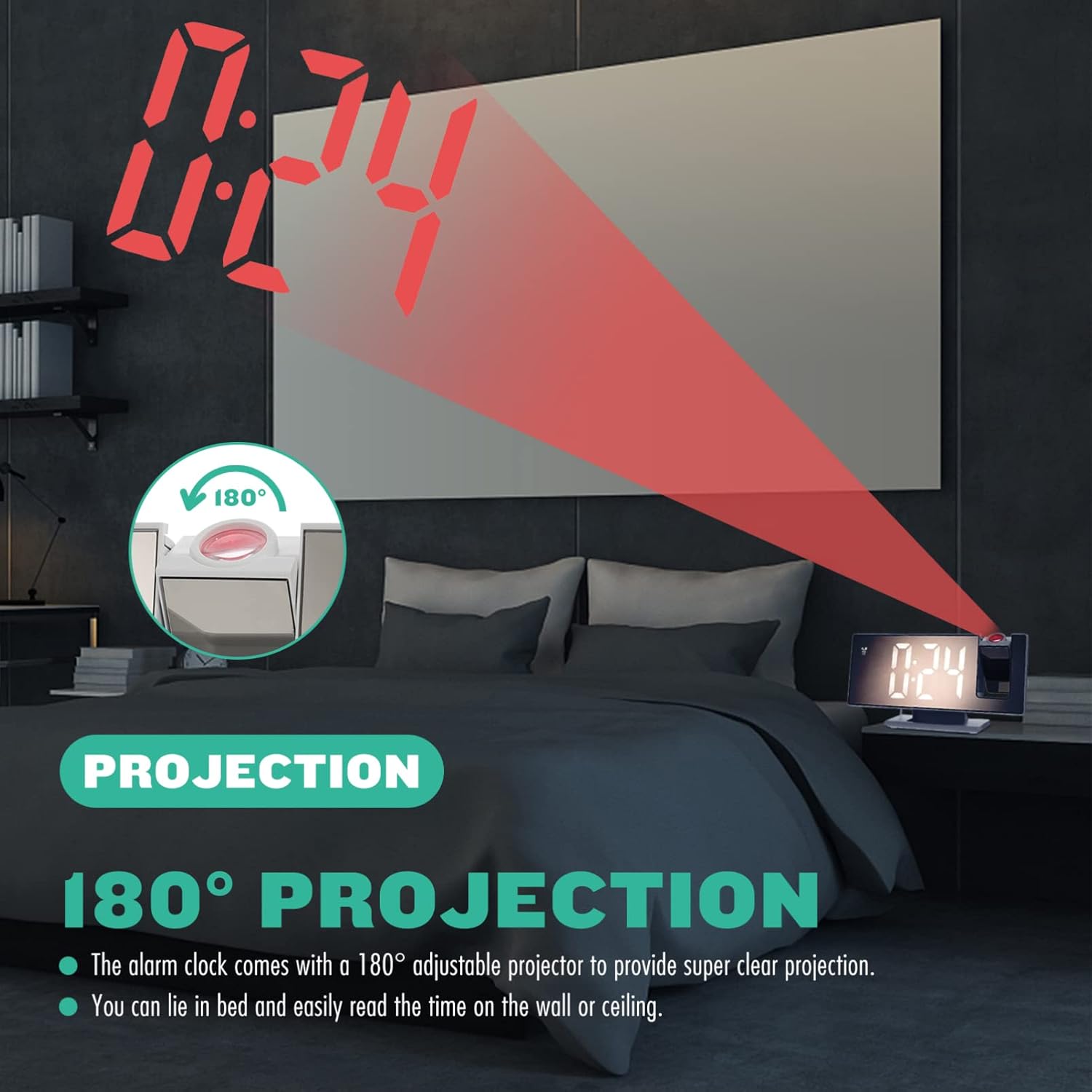 Wooden Style Projection Digital Alarm Clock-SA2405-227 Clock Apricot