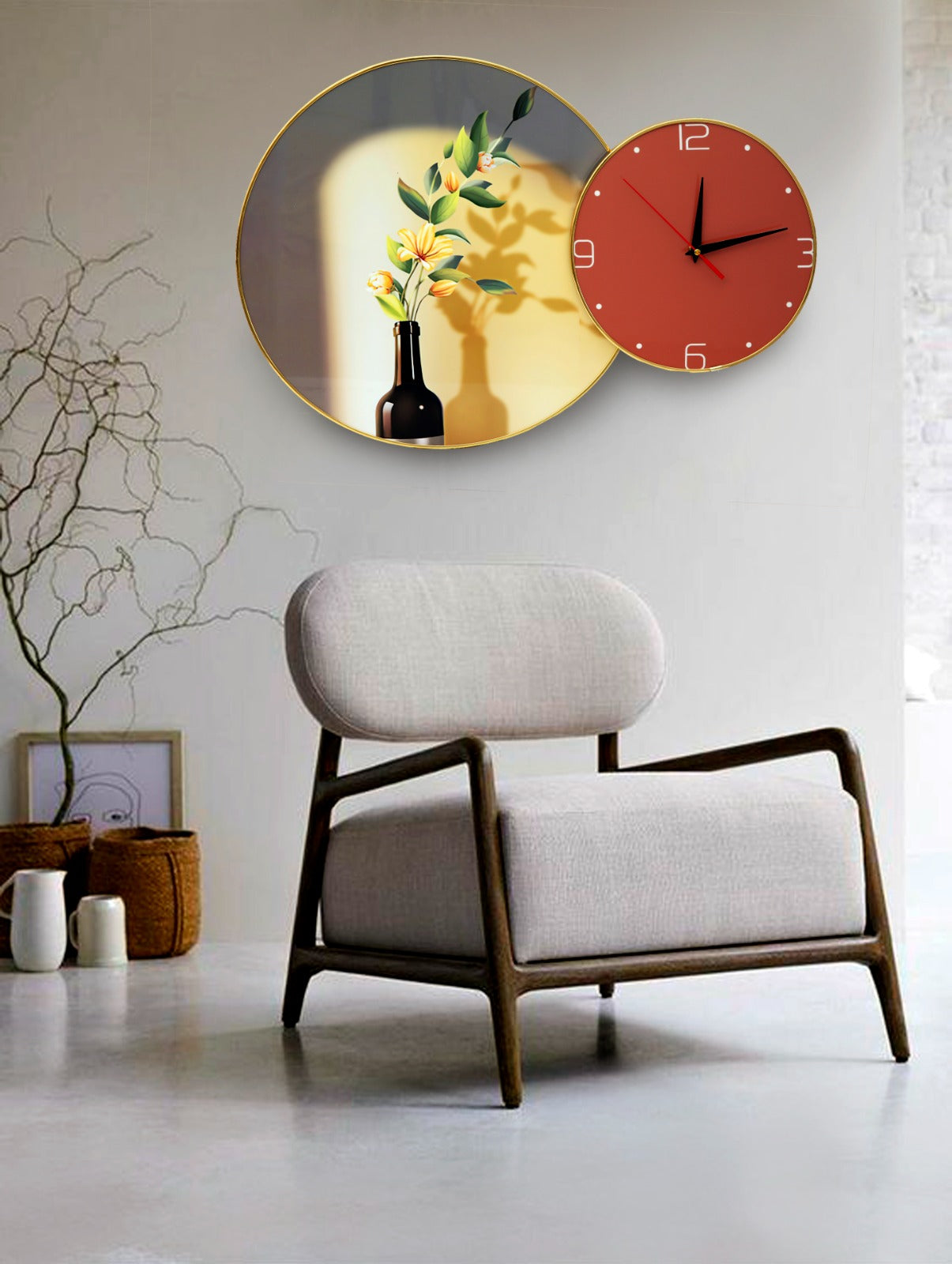 Yellow Tulip Frame with5357 Clock Clock Apricot