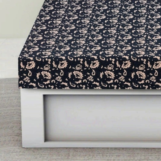 Zipper Mattress Cover Printed-Beige Flower Protectors Apricot