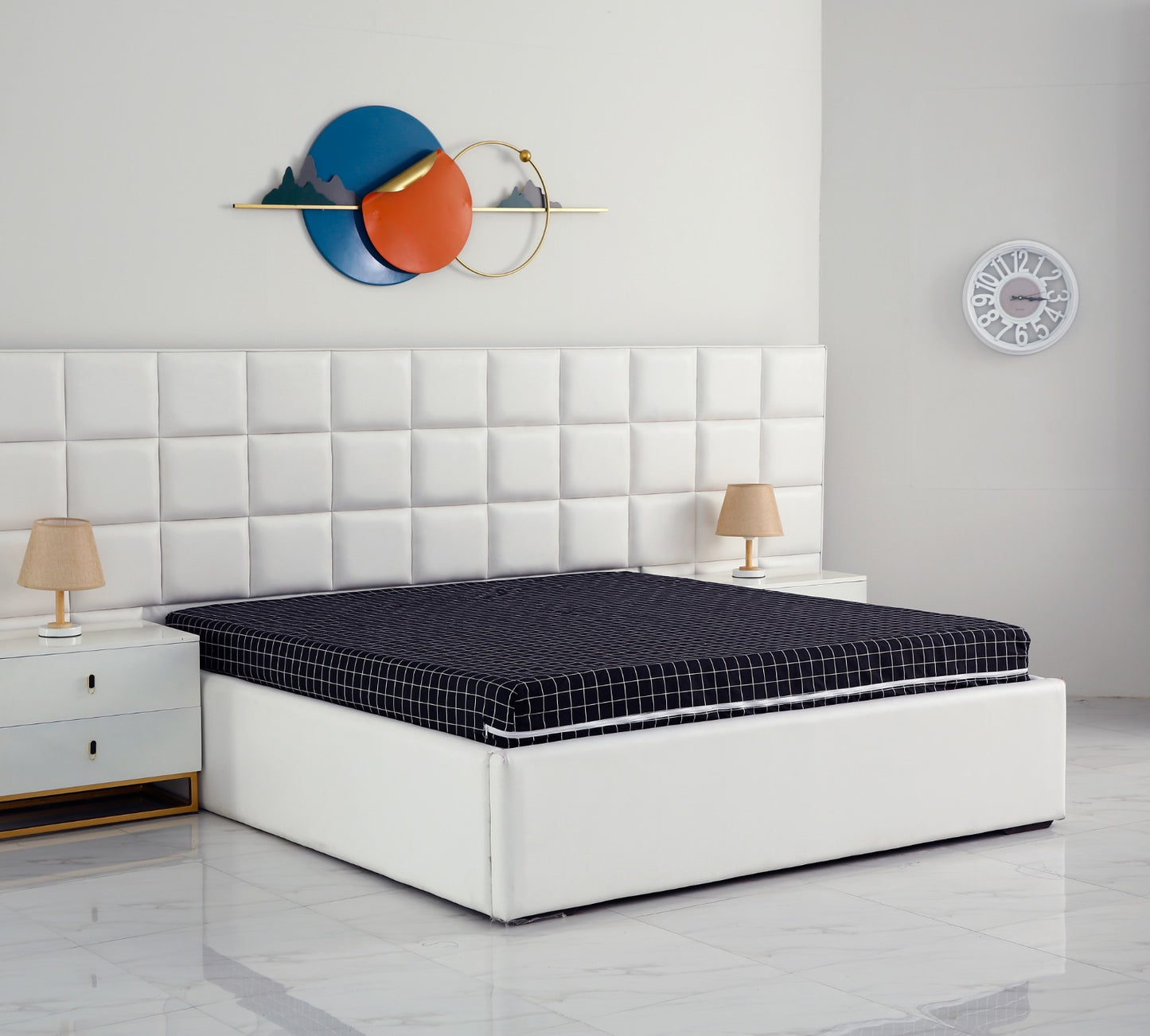 Zipper Mattress Cover Printed-Black Check Protectors Apricot