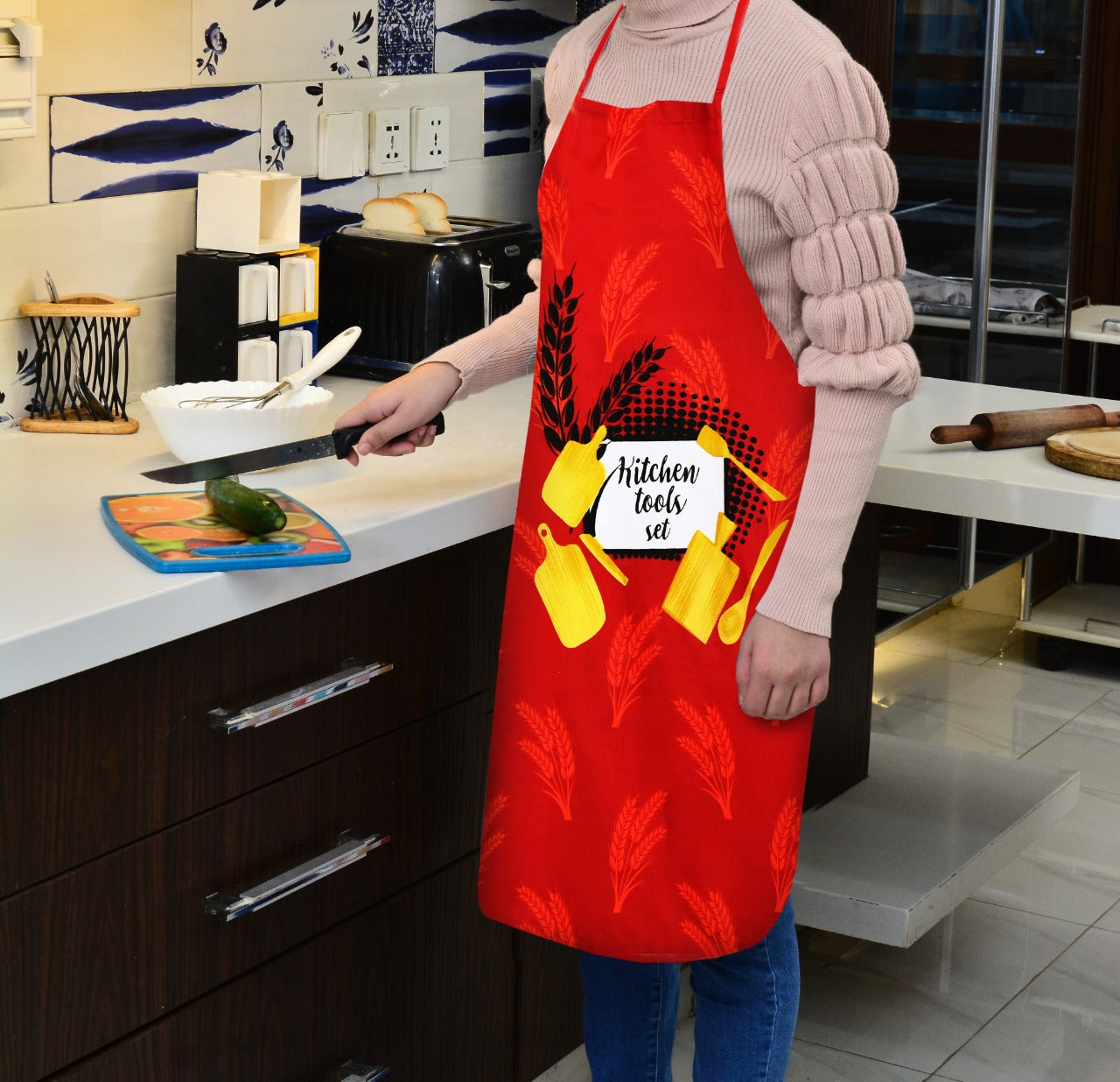 Cooking Kitchen Aprons for Women/Men-KA13 Apricot