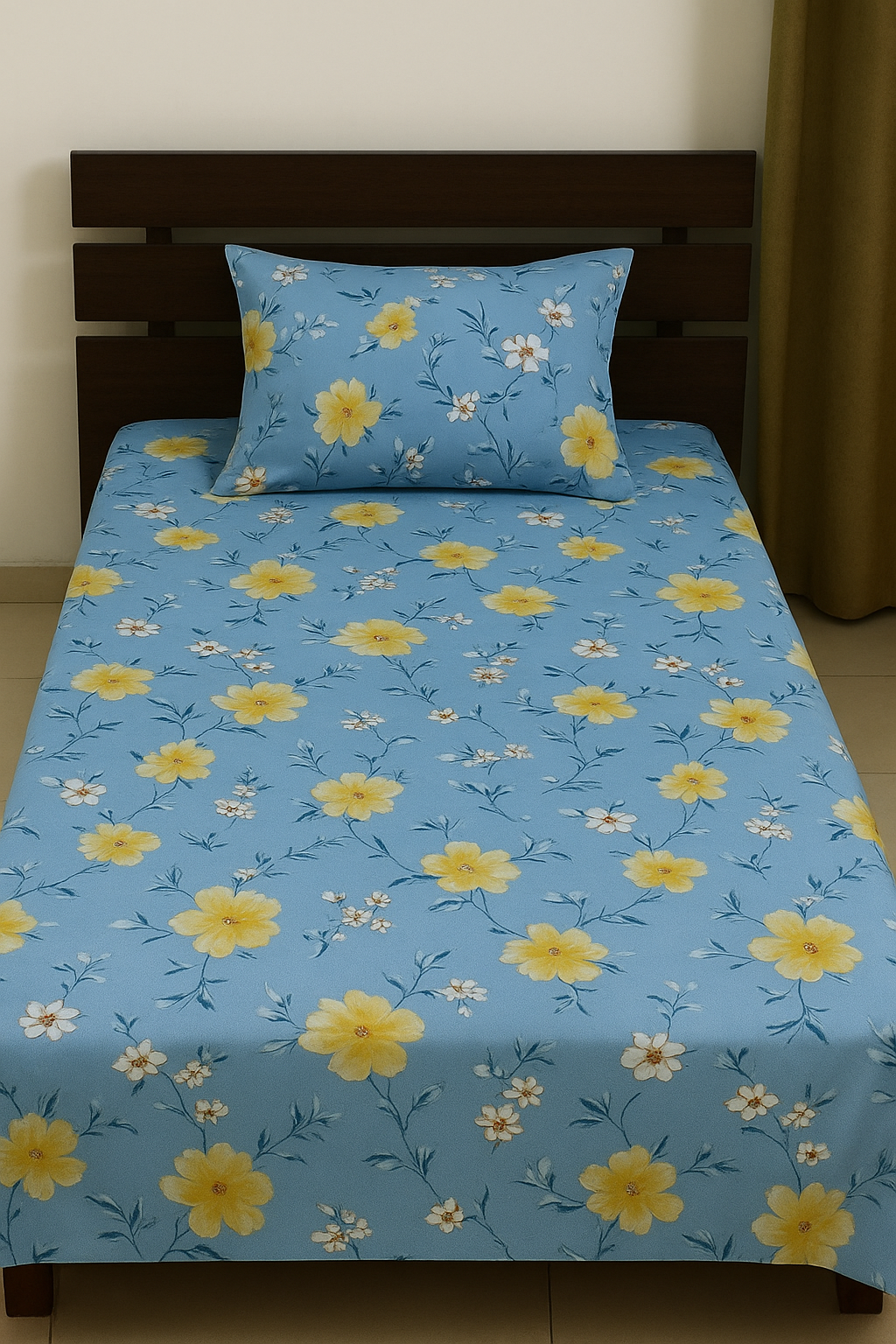 2Pcs Single Bed Sheet-Ice Berg single bed sheet Apricot