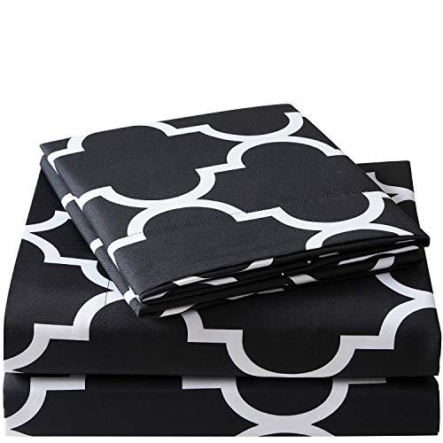 Fitted Bed Sheet-Black Geometric Fitted Sheets Apricot