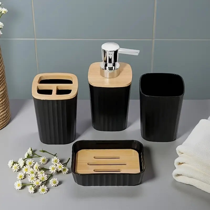 7PCS Bathroom Accessory Set-SA2408-311(Black) Bathroom Accessory Sets Apricot