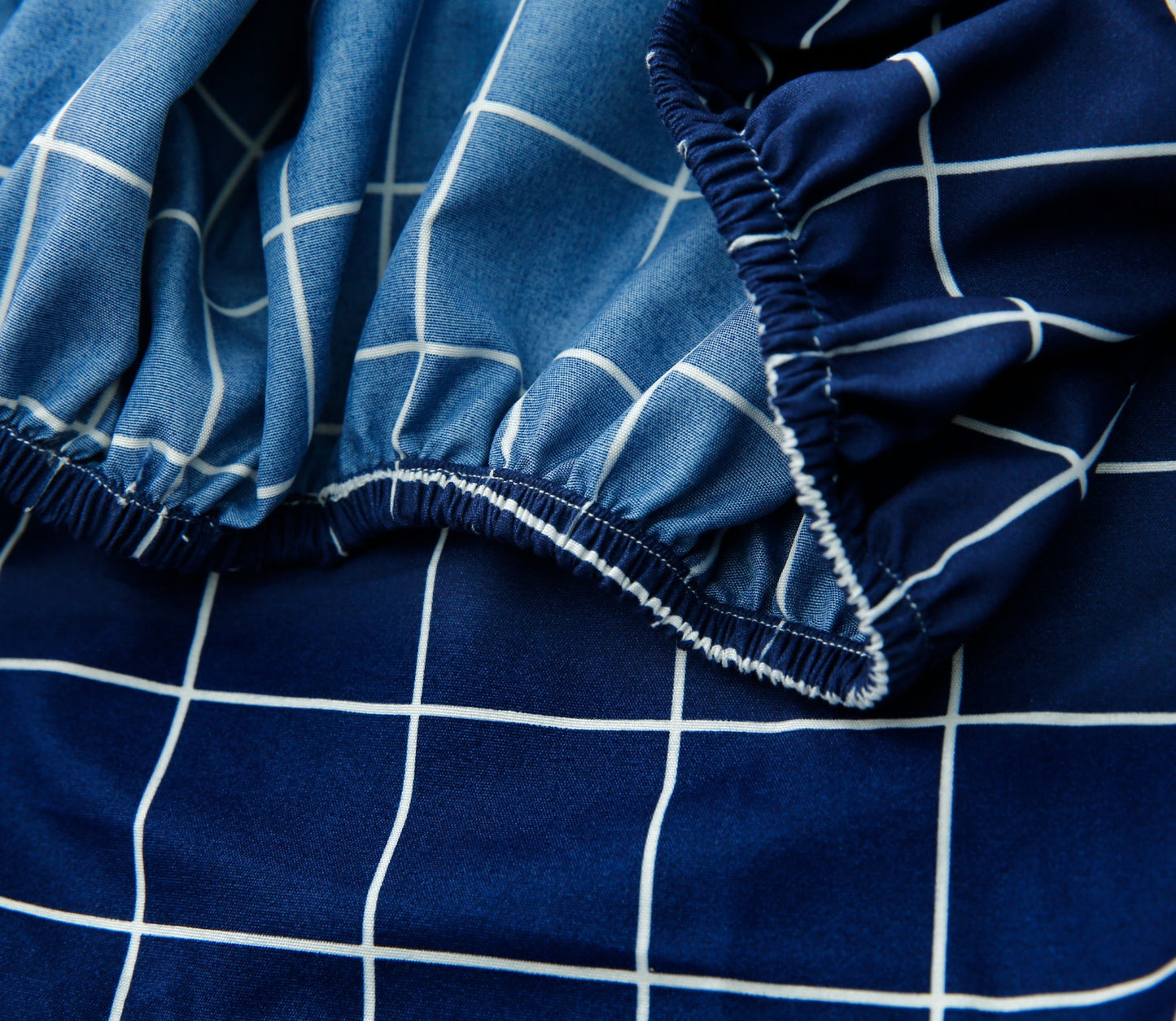 Fitted Bed Sheet-Blue Check Fitted Sheets Apricot