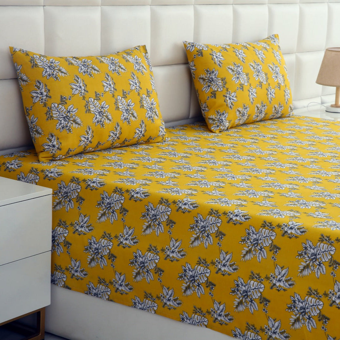 Fitted Bed Sheet-Mustard Garden Fitted Sheets Apricot
