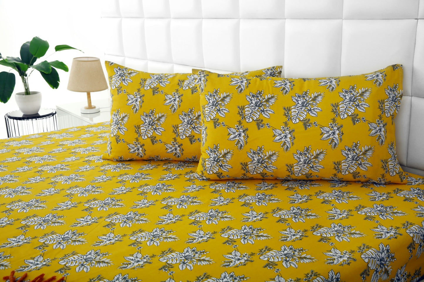 Fitted Bed Sheet-Mustard Garden Fitted Sheets Apricot