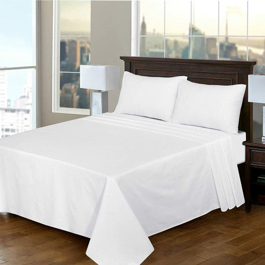 3 PCs Double Bed Sheet-White Bed Sheets Apricot