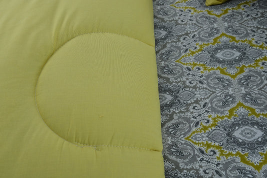 1 PC Double Winter Comforter-Ethnic Gold Comforters Apricot