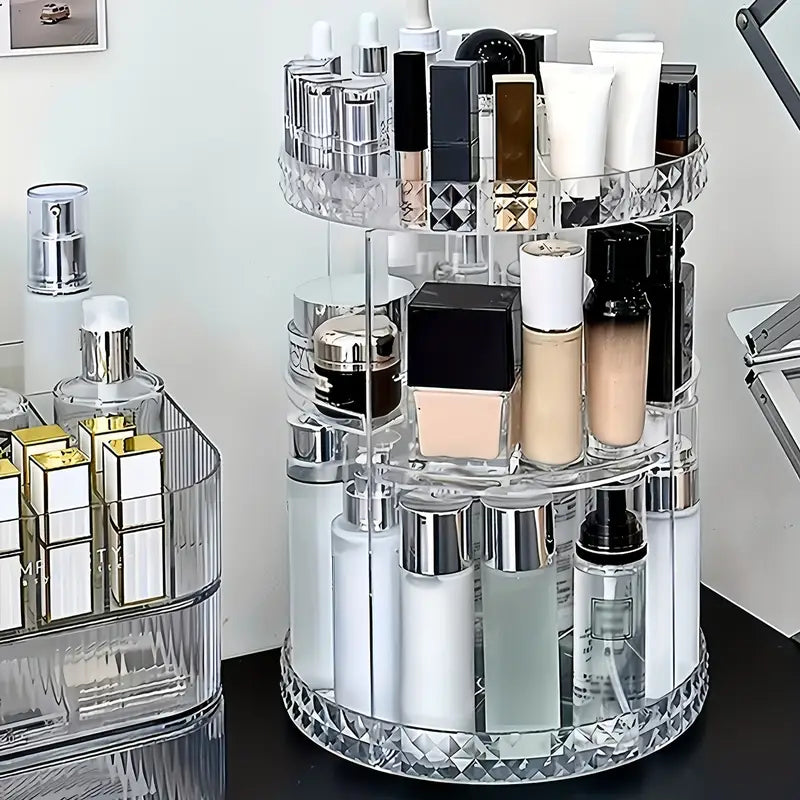 360° Rotating Makeup Organizer Stand-SA2408-189 Cosmetic Organizer Apricot