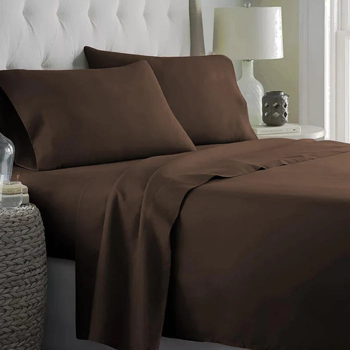2Pcs Dyed Single Bed Sheet-Brown single bed sheet Apricot