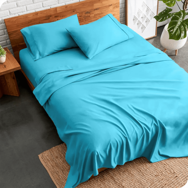 3 PCs Double Bed Sheet Dyed-Turquoise BED SHEET Apricot