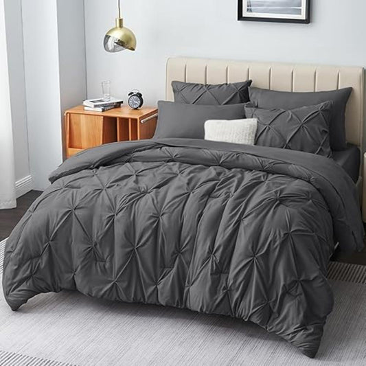 Solid Pintuck Duvet Cover-Grey Bed Sheets Apricot
