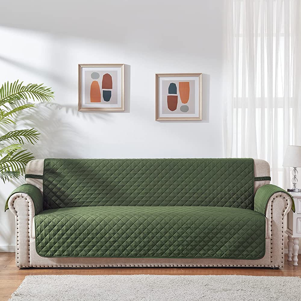 Quilted Sofa Cover-Olive Sofa Cover Apricot