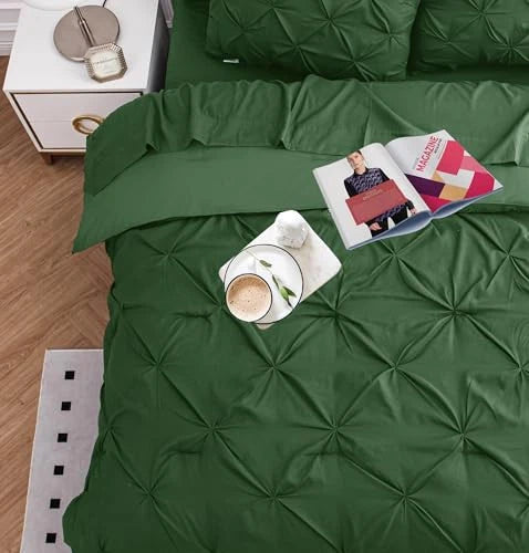Solid Pintuck Duvet Cover Set-Olive Bed Sheets Apricot