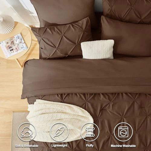 Solid Pintuck Duvet Cover-Brown Bed Sheets Apricot