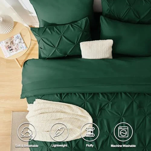 Solid Pintuck Duvet Cover Set-Olive Bed Sheets Apricot
