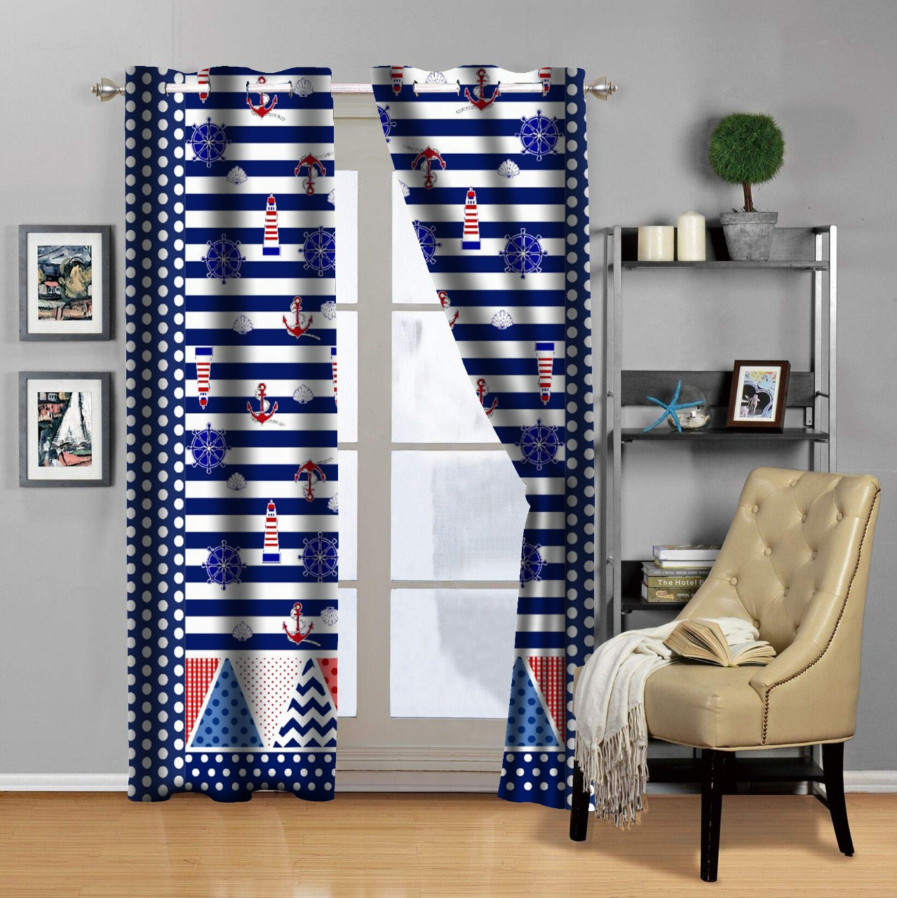 2 PCs Duck Curtains Panel With Lining-Sea Fort Apricot