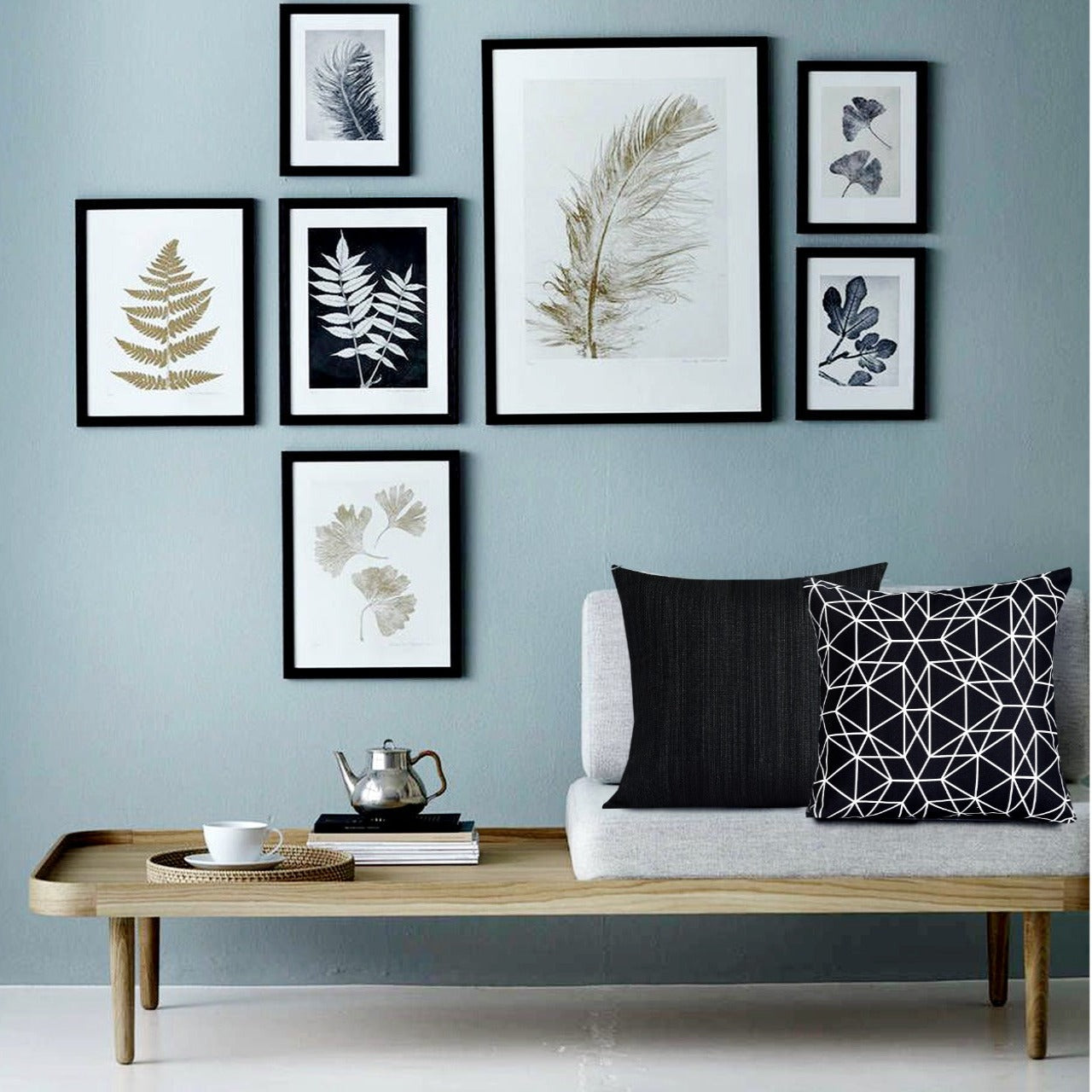 2 PCs Luxury Cushion Set-Black Work Chair, Floor & Bed cushion Apricot