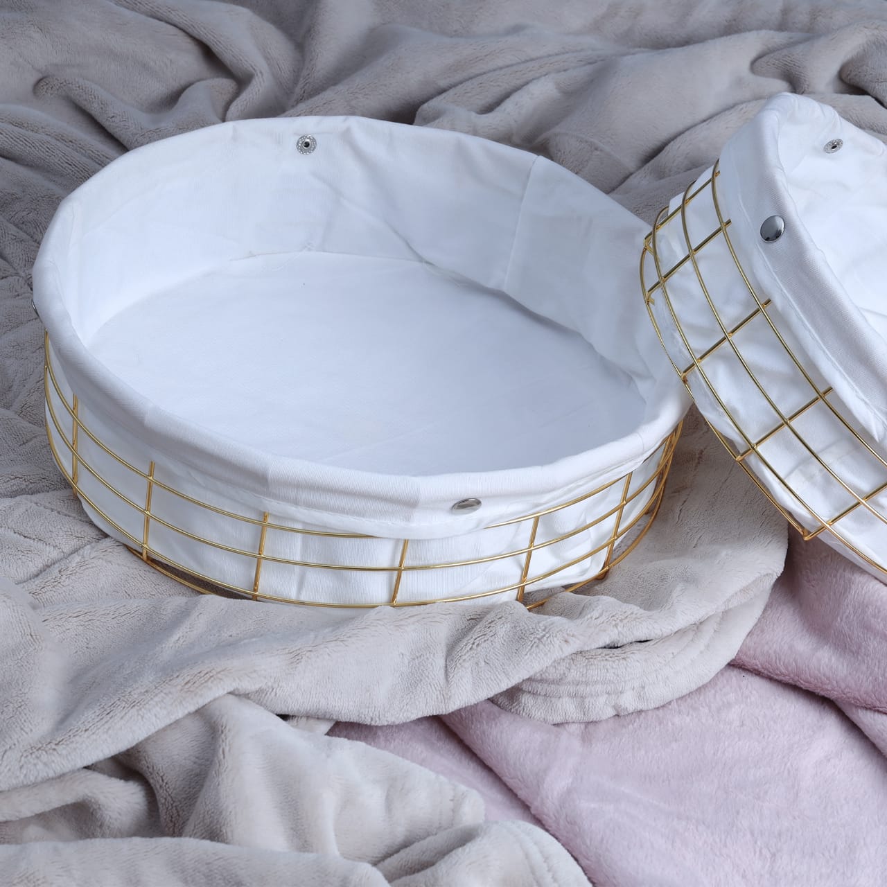 2 PCs Metal Bread & Fruit Basket-Golden Apricot