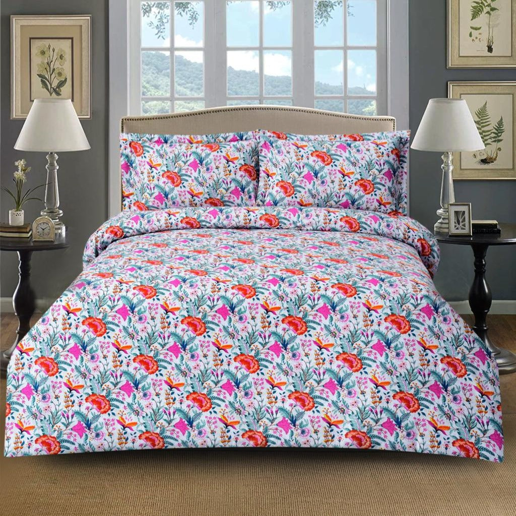 3 PCs Bed Sheet Satin (4957)-ST063 Bed Sheets Apricot