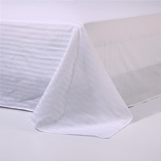 3 PCs Satin Stripe Bed Sheet(3914)-White Bed Sheets Apricot