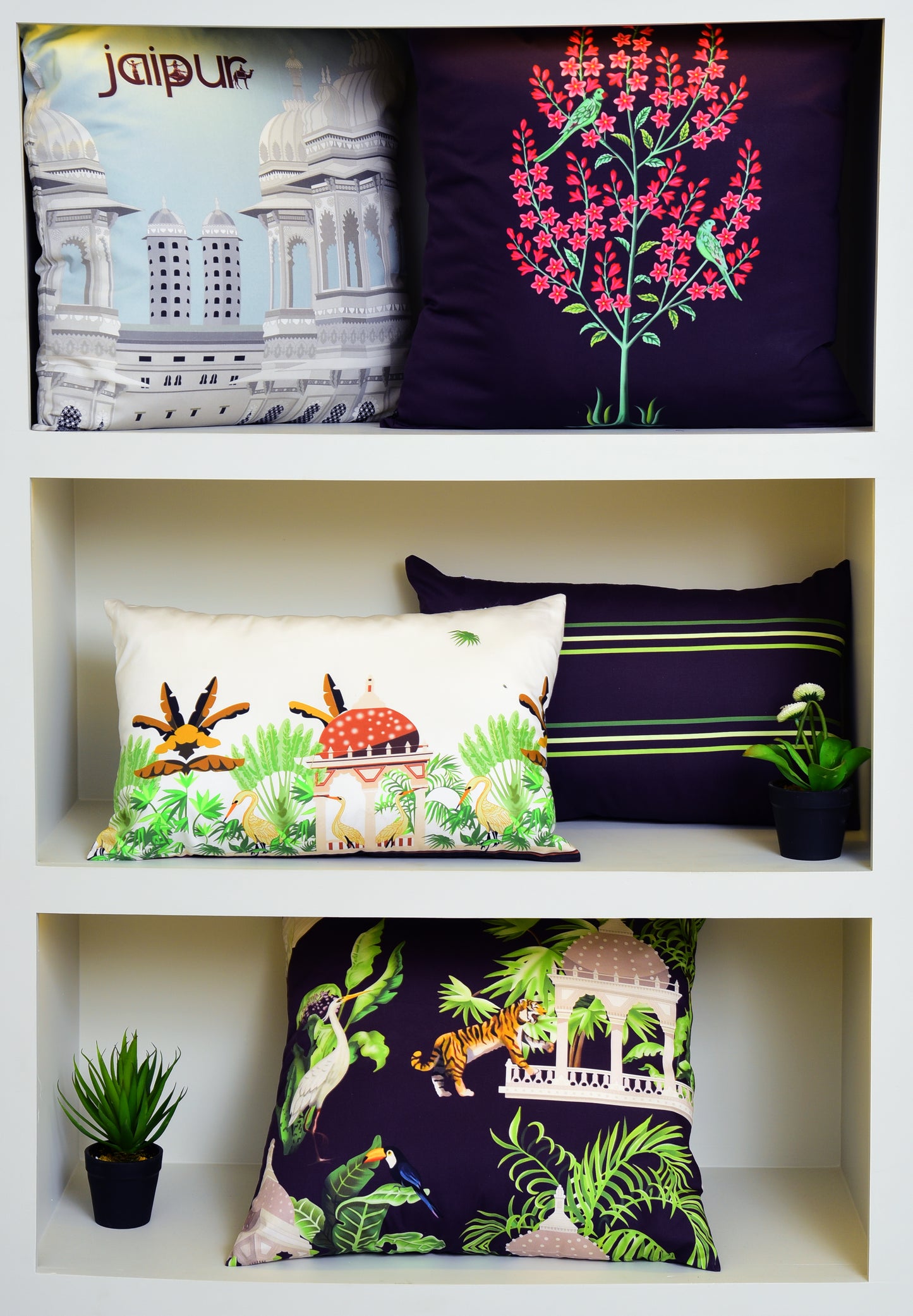 5 PCs Digital Printed Cushions-Jaipur cushions Apricot