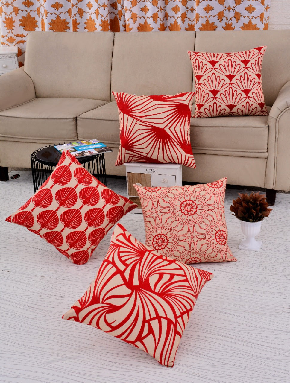 5 PCs Digital Printed Duck Cushions-Shells cushions Apricot
