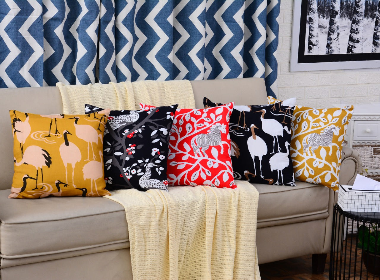 5 PCs White Ostrich Digital Printed Duck Cushions cushions Apricot