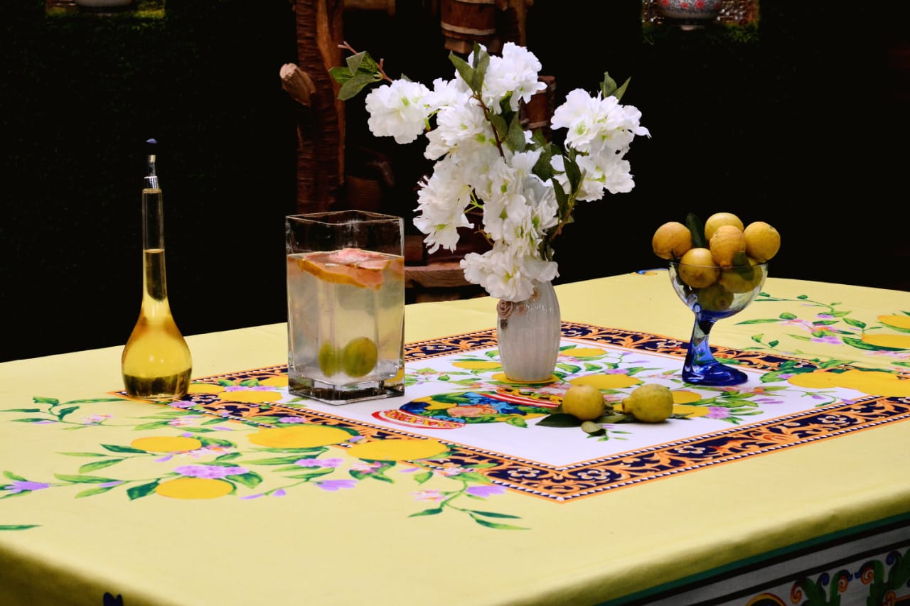 6 & 8 Seater Digital Printed Table Cover(3841)-TB21 Apricot