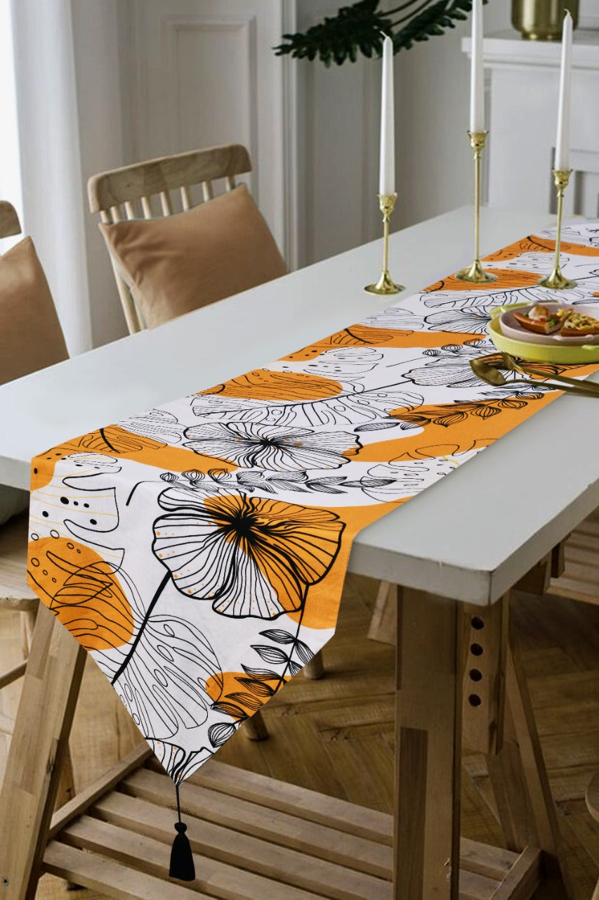 6 & 8 Seater Dining Table Runner-Yellow Orchid Table Runners Apricot