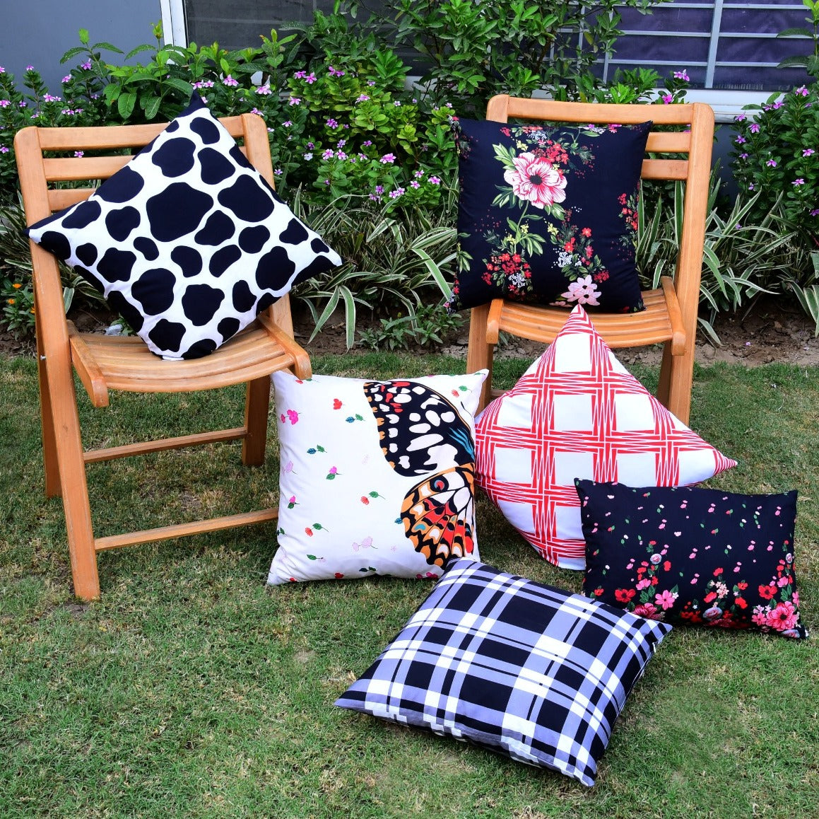6 PCs Digital Printed Cotton Cushions-Earth Planet cushions Apricot
