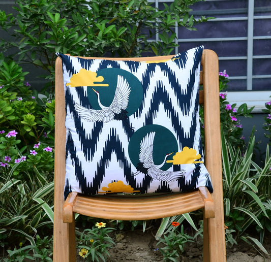 6 PCs Digital Printed Cotton Cushions-Swans cushions Apricot