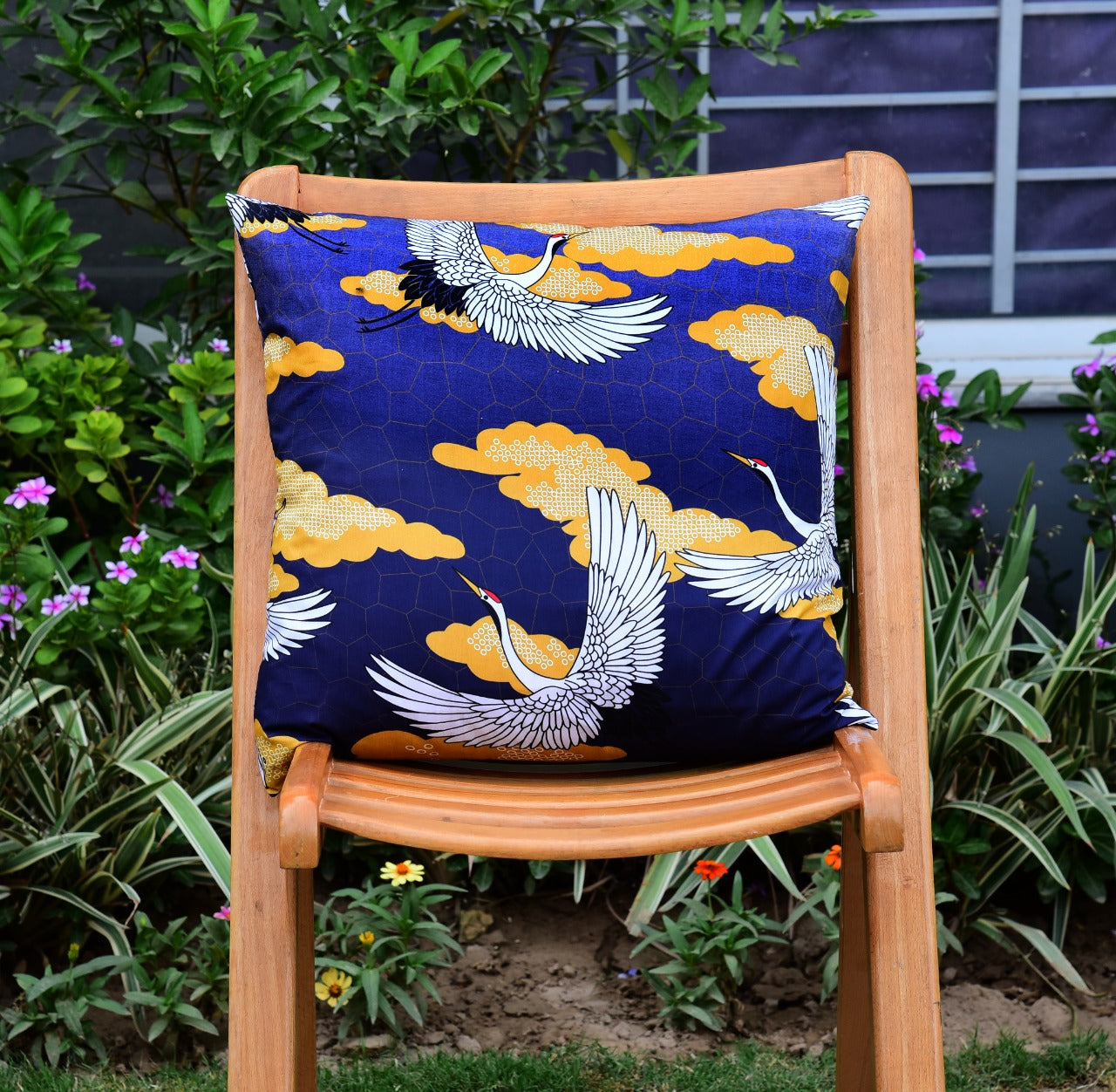 6 PCs Digital Printed Cotton Cushions-Swans cushions Apricot
