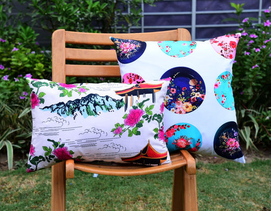 6 PCs Digital Printed Cotton Cushions-Taj Mahal cushions Apricot